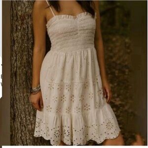 American Eagle Outfitters Cream Eyelet Dress